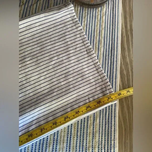 FRAME Le Palazzo Crop High-Rise Striped Wide-Leg Womens Jean White Blue Raw 29 - Picture 15 of 15